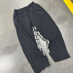YoungLA wide leg sweatpants with faded white logo on legs
